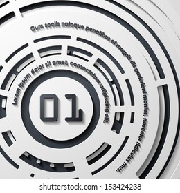 realistic abstract background, layers of metal and flat surfaces, the circular form