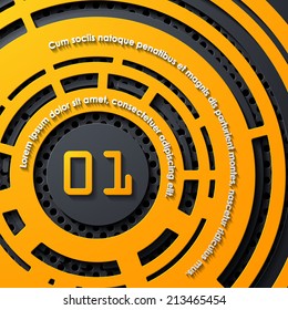 realistic abstract background, layers of metal and flat surfaces, the circular form