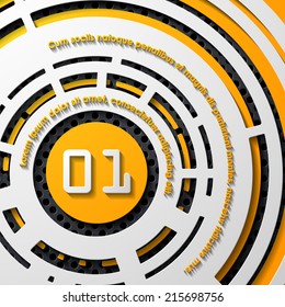 realistic abstract background, layers of metal and flat surfaces, the circular form