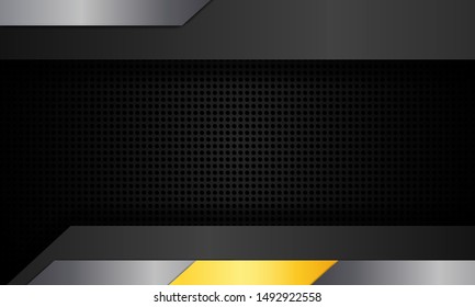 Realistic abstract background with shadow and deep effects, dark and black solid metal texture, can be used for landing pages, banners, covers, backgrounds, frames. vector