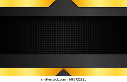 Realistic abstract background with shadow and deep effects, dark, gold and black solid metal texture, can be used for landing pages, banners, covers, backgrounds, frames. vector