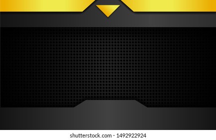 Realistic abstract background with shadow and deep effects, dark, gold and black solid metal texture, can be used for landing pages, banners, covers, backgrounds, frames. vector