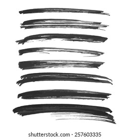 Realistic abstract black long strokes set