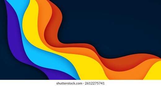 realistic abstract colorful wavy papercut overlap vector design background