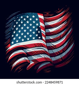 Realistic abstract flag of america, country independence day, national traditions - Vector illustration