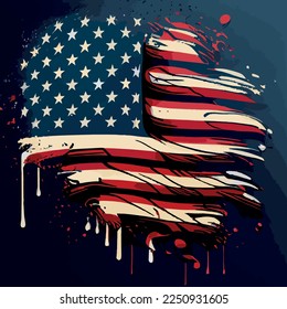 Realistic abstract flag of america, country independence day, national traditions - Vector illustration