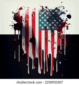Realistic abstract flag of america, country independence day, national traditions - Vector illustration