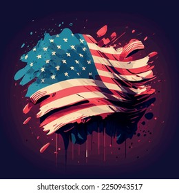 Realistic abstract flag of america, country independence day, national traditions - Vector illustration