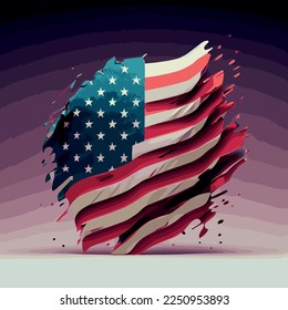 Realistic abstract flag of america, country independence day, national traditions - Vector illustration