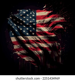 Realistic abstract flag of america, country independence day, national traditions - Vector illustration