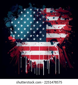 Realistic abstract flag of america, country independence day, national traditions - Vector illustration