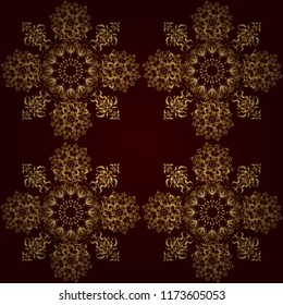 Realistic Abstract Golden Seamless Pattern Elegant Light And Shine Vector Template On Brown Background