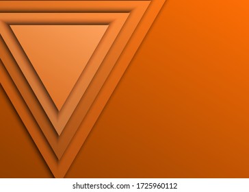 Realistic abstract papercut-out background. Multi paper layer style. Carving vector illustration with orange triangle geometric theme.