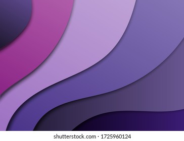 Realistic abstract papercut-out background. Multi paper layer style. Carving vector illustration with purple theme.