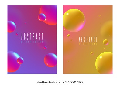 Realistic Abstract Poster with Fluid Shapes on Colorful Background
