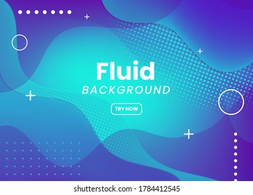 Realistic Abstract Poster with Fluid Shapes on Colorful Background