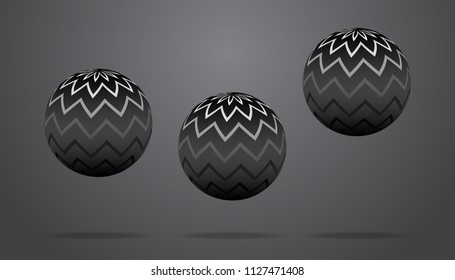 Realistic abstract spherical ball,Black ball background,Vector.