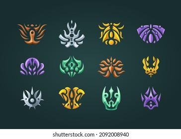 Realistic abstract tribal badges collection. High quality perfect for games.