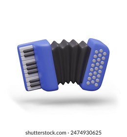 Realistic accordion in stretched position, front view. Color vector image