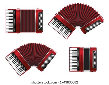 Realistic accordion vector illustration isolated on white background