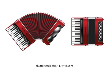 Realistic accordion vector illustration isolated on white background