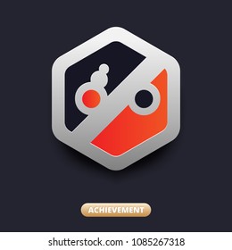 Realistic Achievement Symbol in vector. Metallic Logo Template.