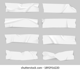 Realistic adhesive tape collection. Sticky scotch tape of different sizes. Vector illustration.