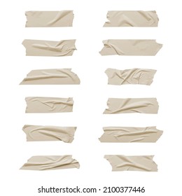 Realistic adhesive tape collection. Sticky scotch tape of different sizes isolated on white background. Vector illustration.