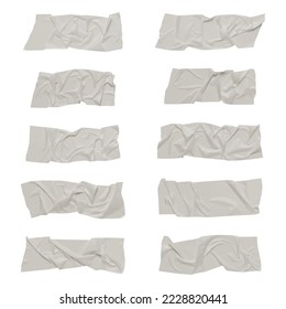 Realistic adhesive tape collection. Sticky scotch tape of different sizes isolated on white background. Vector illustration.