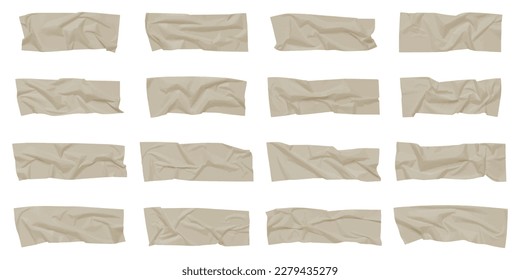 Realistic adhesive tape collection. Sticky scotch tape of different sizes isolated on white background. Vector illustration.