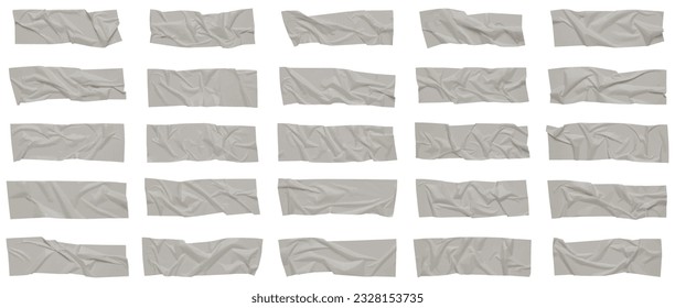 Realistic adhesive tape collection. Sticky scotch tape of different sizes isolated on white background. Vector illustration.