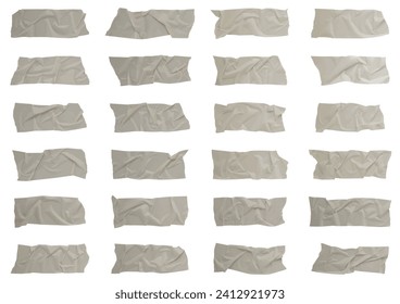 Realistic adhesive tape collection. Sticky scotch tape of different sizes isolated on white background. Vector illustration.