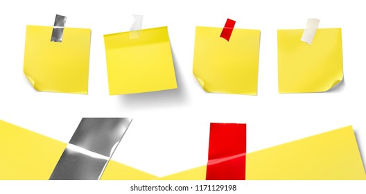 Realistic adhesive tapes of different materials on white background. Vector illustration. Сan be used for different backgrounds and objects. Ready for your design. EPS10.
