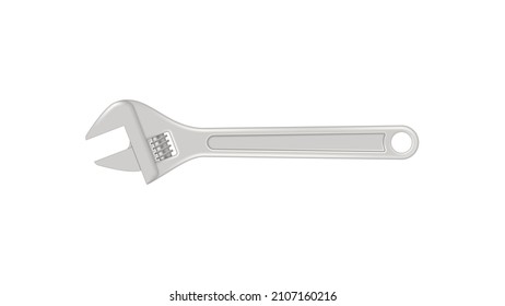 Realistic adjustable wrench isolated on white background. Vector illustration.