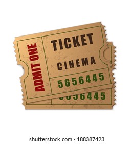 Realistic Admit one ticket icon isolated on white background. Vector Illustration