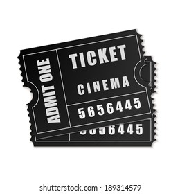 Realistic Admit one ticket icon isolated on white background. Vector Illustration