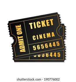 Realistic Admit one ticket icon isolated on white background. Vector Illustration