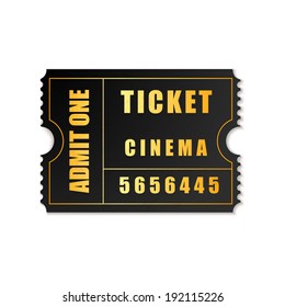 Realistic Admit one ticket icon isolated on white background. Vector Illustration
