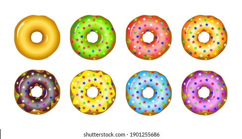Realistische Werbung für Donuts mit Vereisung