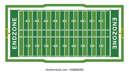 A realistic aerial view of an official American football field layout dimensions. Vector EPS 10 available.