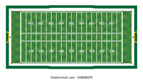 A realistic aerial view of an official American football field layout dimensions. Vector EPS 10 available.