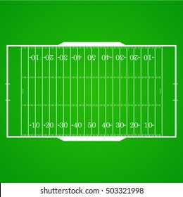 A realistic aerial view of an official American football field. Top view with marking, easily resizable. Template for a website, mobile application, presentation, corporate identity design