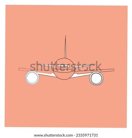 Realistic aeroplane vector.Isolated on background. aircraft front view.