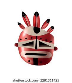Realistic african tribal voodoo mask on white background vector illustration