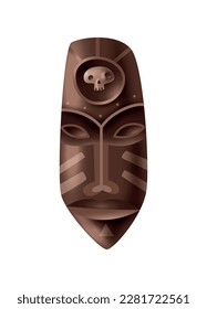Realistic african voodoo mask on white background vector illustration