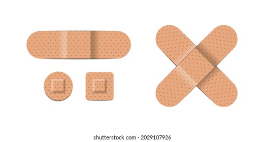 Realistic aids bandages isolated on white background, vector illustration