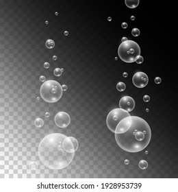 Realistic Air Bubbles Underwater On A Transparent Background.