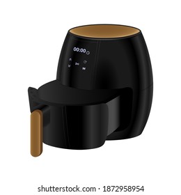 Realistic air fryer. White background. Vector illustration.