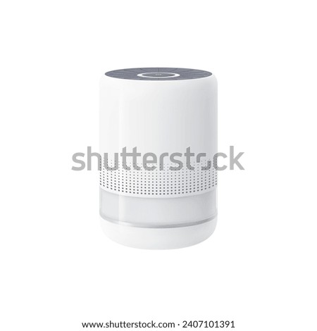 Realistic air purifier, isolated 3d vector device equipped with advanced filters, efficiently cleans indoor air by removing pollutants, allergens and impurities, promoting healthier living environment