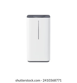 Realistic air purifier, vector home, office, living room or bedroom air cleaner from dust, bacterias and viruses, pollen and odors. Isolated 3d white plastic portable purifier, household appliances